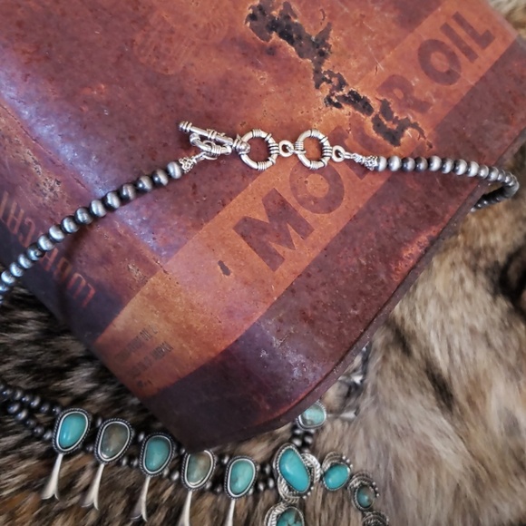 LAST ONE! Squash BlossomTurquoise Necklace - Picture 3 of 3